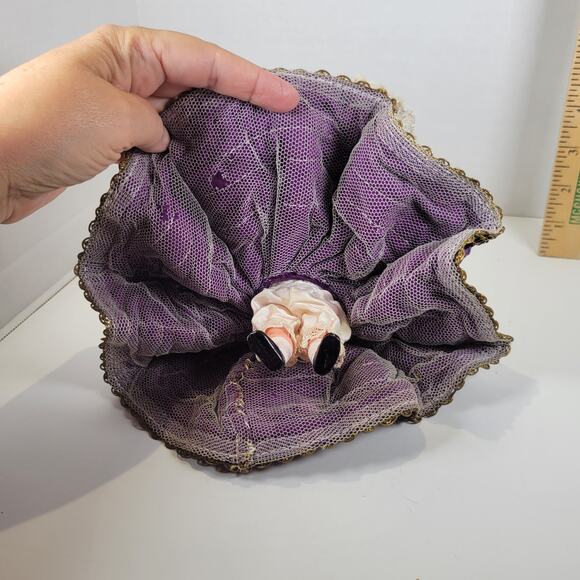 Vintage 7"  Folk Doll with Purple Velvet Dress and Lace Details - Picture 12 of 13
